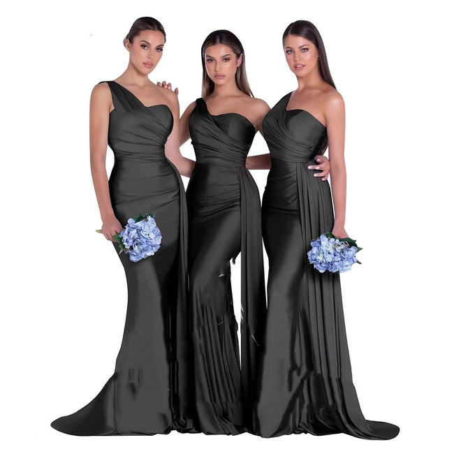 Plus Size Fat MM Mermaid One Shoulder Elegant Wedding Dress Main Image