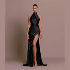 Satin One-shoulder Trailing Dress For Women