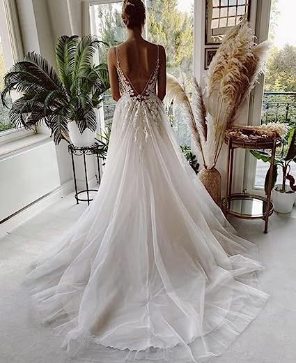 Women's Wedding Dress Lace Strap Backless Main Image