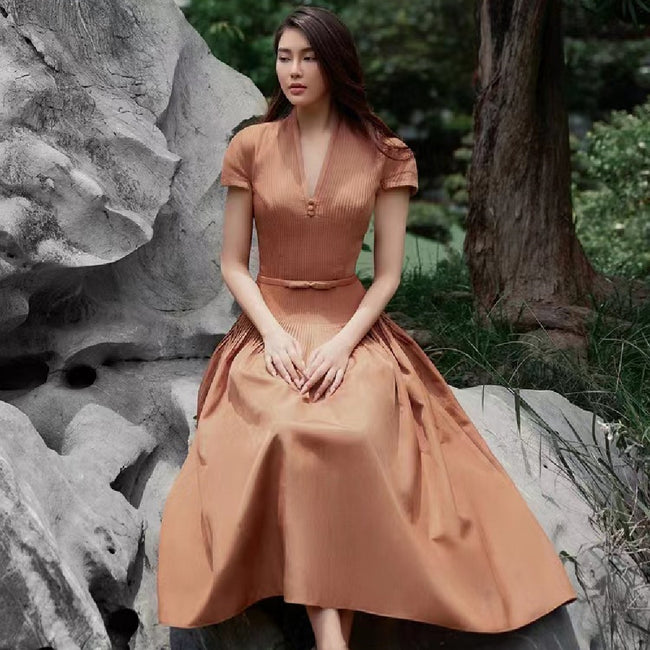 Fashion Coffee Color Dress Dress Hover Image