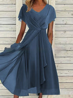Women's Solid Color Chiffon Dress