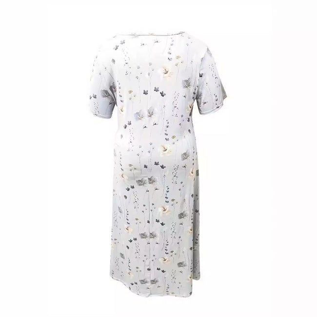 Casual Loose V-neck Printed Long Dress Main Image