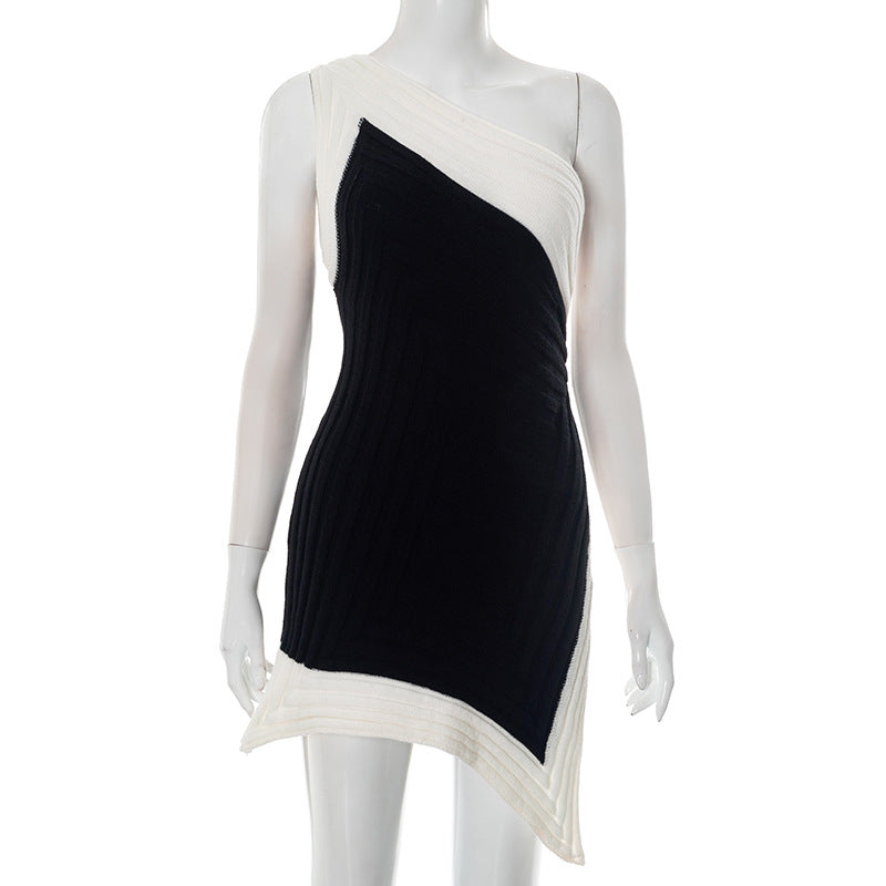 Waist-tight Slit Skirt Irregular Dress Women