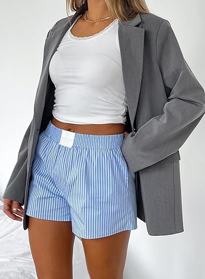 Fashion Loose Comfortable Striped Shorts With Pockets For Women