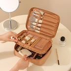 Portable Oxford Cloth Makeup Bag With Dividers