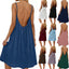 Women's Solid Color Spaghetti Strap Backless Dress - Sleeveless Summer Bodycon Fit Casual Evening Dress For Daily Wear Holiday Outfit