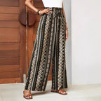 Loose Wide-leg Pants High Waist Print Trousers For Women