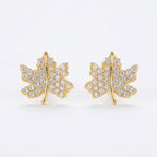 925 Sterling Silver Elegant Sparkling Crystal Maple Leaf Stud Earrings Nature-Inspired Jewelry for Women