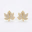 925 Sterling Silver Elegant Sparkling Crystal Maple Leaf Stud Earrings Nature-Inspired Jewelry for Women