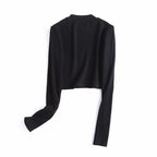 Slim Short Long Sleeved T Shirt Women  Highwaist Flared Trousers