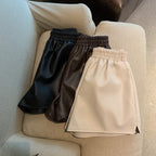 Pu Leather Shorts Women High Waist Loose Split Casual Pants