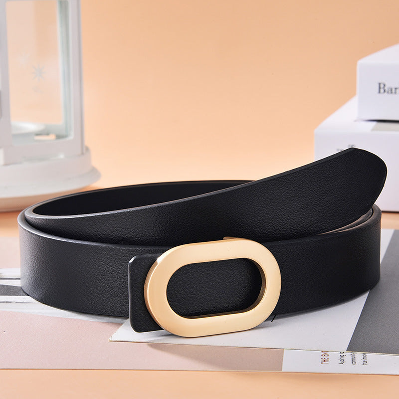 Simple And Versatile Oval Alloy Buckle Ladies Belt