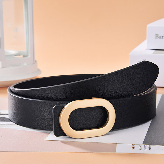 Simple And Versatile Oval Alloy Buckle Ladies Belt Main Image