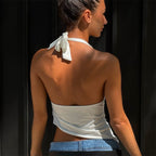 Halter Strap Irregular Solid Color Vest Top For Women