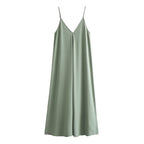 All-matching Camisole Elegant Midi Skirt Dress Solid Color