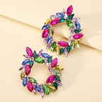 Crystal Wreath Stud Earrings For Women Sparkly Rhinestone Statement Floral Multicolor Jewelry Party Wedding Bridal Prom