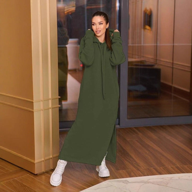 Fleece-lined Sweatshirt Casual Dress Women