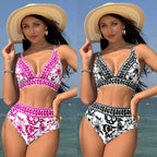 Split Bikini High Waist Print Swimsuit