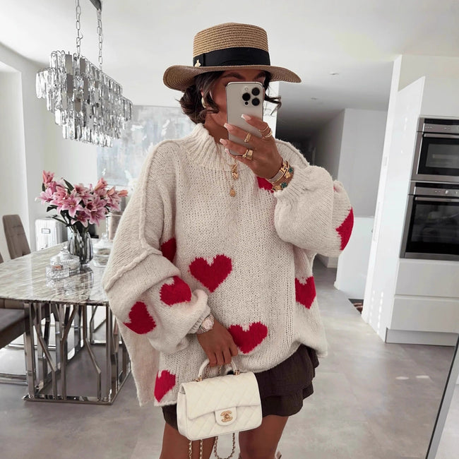 Color-blocked Loose Knit Sweater For Women Main Image