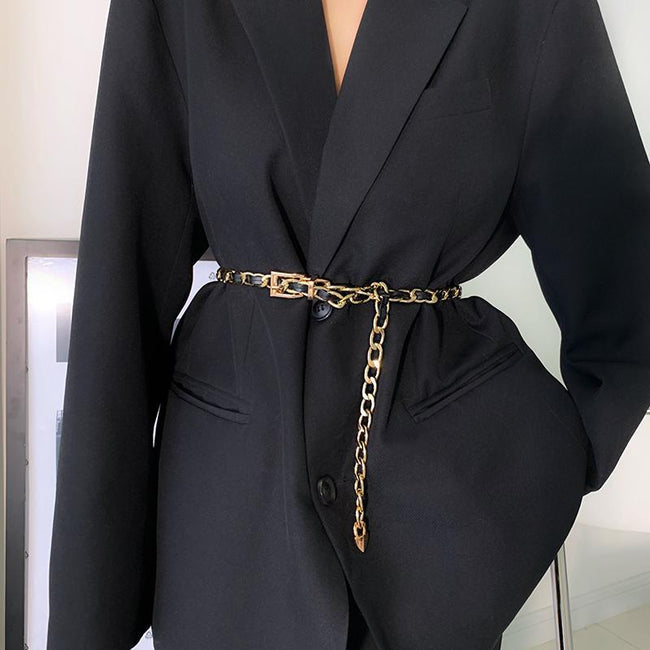 High Sense Waist Chain Metal Lady Versatile Decorative Belt Thin Chain With Skirt Suit Belt Body Chain Hover Image