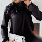 Fashion Bowknot Long Sleeve Shirt For Women