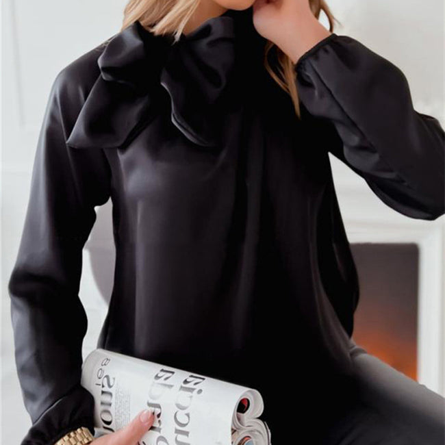 Fashion Bowknot Long Sleeve Shirt For Women Hover Image