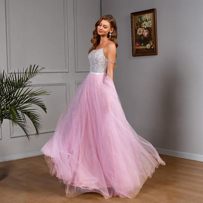 Dazzling Sequin Mesh Wedding Dress Gown Main Image