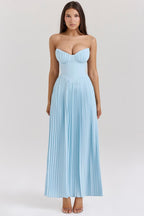 Fashion Elegant V-neck Sleeveless Pleated Dress