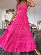 V-neck Strap Back Strap Solid Color Dress