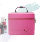 Cosmetic Case Women's Bag Bow Large Capacity Fashion Storage Box Cute Simple Portable Travel Makeup Pu Bag