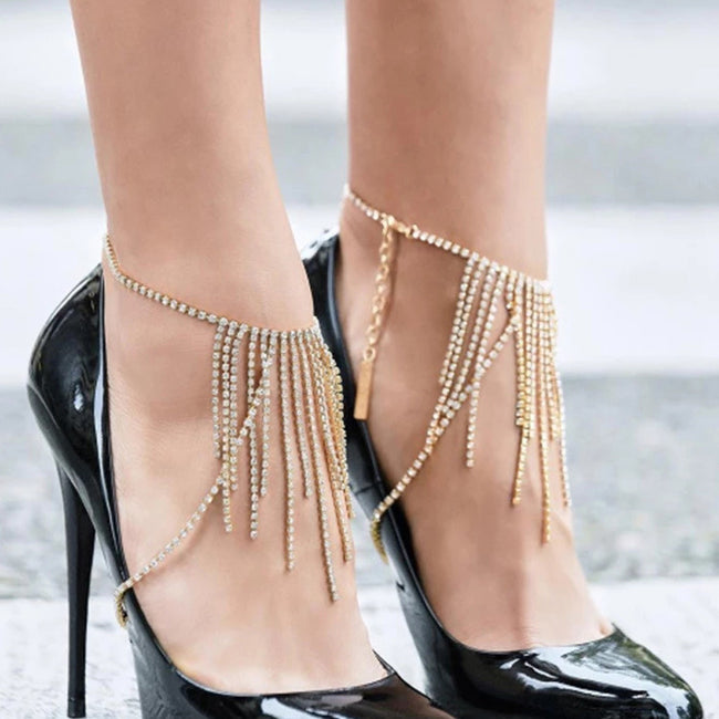 Sparkling Full Diamond Heels Fringe Anklet Hover Image