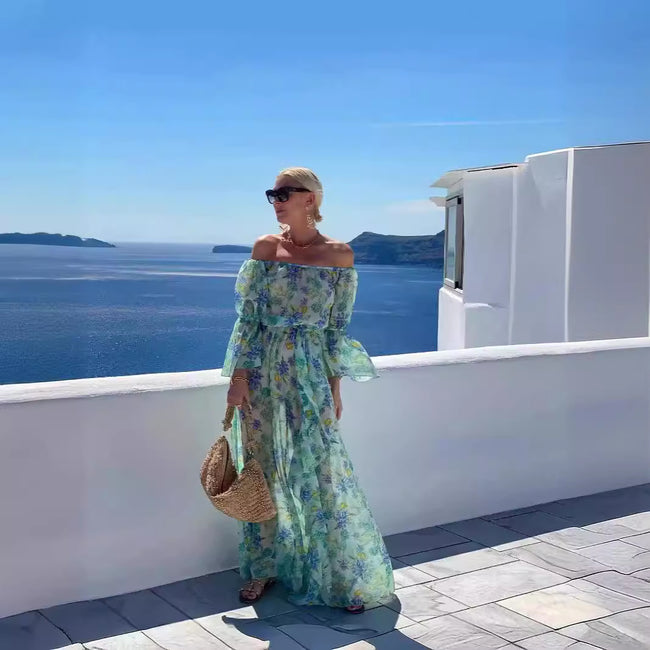 Bohemian Beach Vacation Chiffon Printing Dress Main Image