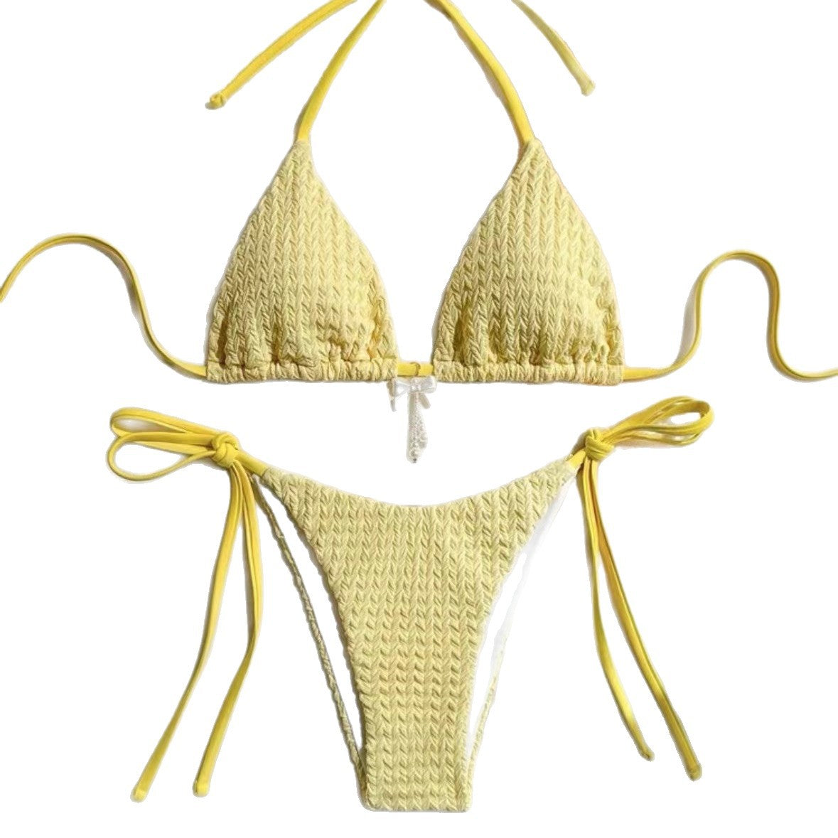 Feminine Backless Strappy Solid Color Bikini