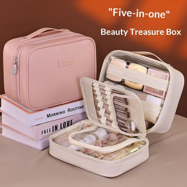 5-in-1 Multi-Functional Partitioned PU Makeup Bag Hover Image