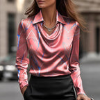 Temperament Print Simple Swing Collar Shirt Collar Women