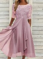 Chiffon Stitching Lace Hollow-out Dress Bridesmaid Evening Dress Women's Dress