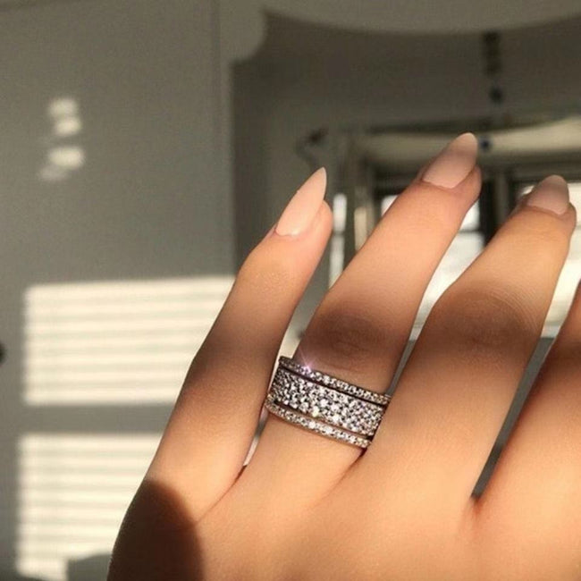 Premium Silver Color Ring Wide Love Rings For Women  Engagement Gifts Hover Image