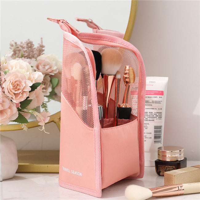 Makeup Brush Case Makeup Brush Holder Travel Waterproof Cosmetic Bag Stand-up Foldable Makeup Cup With Zipper Hover Image
