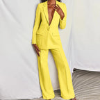 2pcs Casual Suit Lapel Button-down Blazer Jacket And Straight-leg Pants Office Commuting Business Trousers Set Clothing
