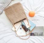 Bag straw woven fashion women shoulder tote handmade bag summer leisure ladies knitting handbag Feminine beach bags bolsos mujer