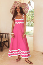 Women's SpringSummer New Suspender Printed Long Dress
