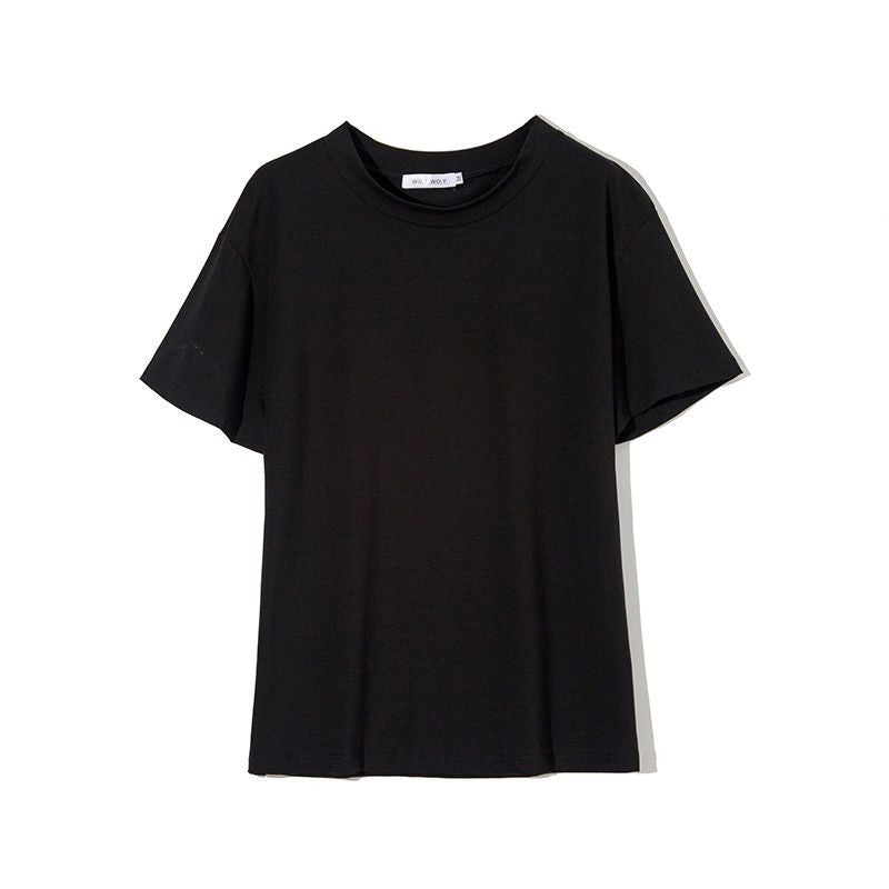 Summer Knitted Basic Solid T-shirt Women Casual Cotto