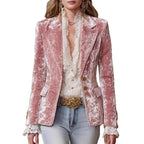 Women's AutumnWinter Velvet Slim-fit Long-sleeve Blazer