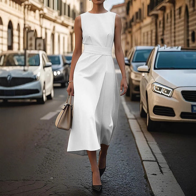 Summer Irregular Sleeveless Dress With Belt Fashion Temperament Slim Back Zipper Dresses For Women Clothing Main Image