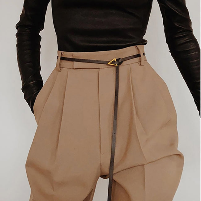Ladies Triangle Fashion Decorative Thin Leather Belt Main Image