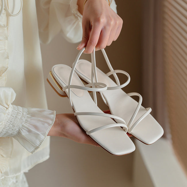 Flat Strap Open-toed Roman Sandals Women Hover Image