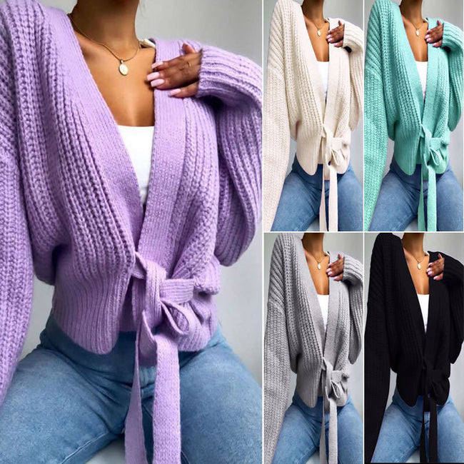 Knitted hollow sweater women Hover Image