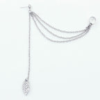 Metal leaf leaf tassel earrings ear clip jewelry women