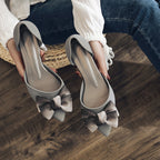 Bowknot chunky heels frosted jelly shoes