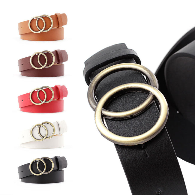 Lady belt with bronze round buckle Hover Image
